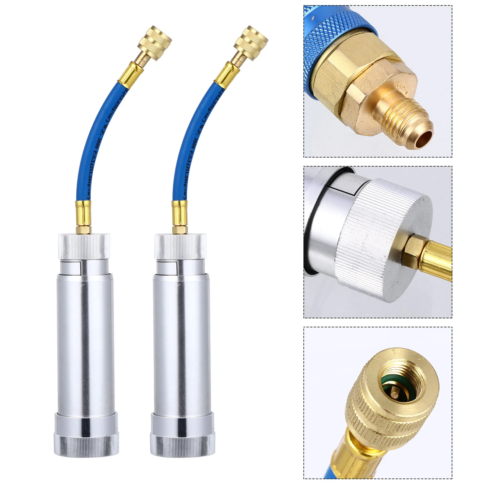 Syringe Automotive Air Conditioning Oil Injector A/C Dye Filling Tube Injection Tool Refueling Pipe Aluminum Copper Silver