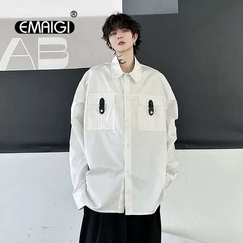 

Cityboy Streetwear Fashion Shirt for Men Loose Casual Long Sleeve Niche Shirts Cardigan Chemise Homme Men Stage Clothes Costume