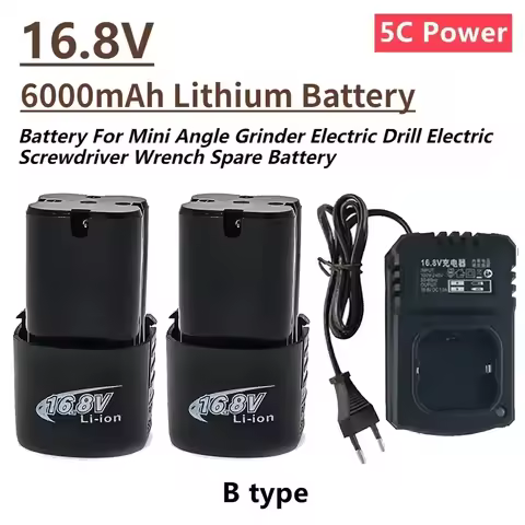 Large Capacity 16.8V Rechargeable Lithium Battery for Electric Drill Electric Screwdriver Spare Battery 5C Power Battery