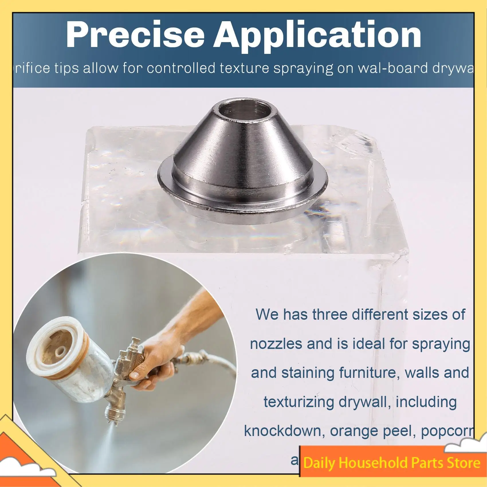 Texture Sprayer Orifice Tip Set,3 Nozzle Tips,Threaded Collar For Wal-Board Drywall Texture-Pro 200 Hopper Machine HOT!