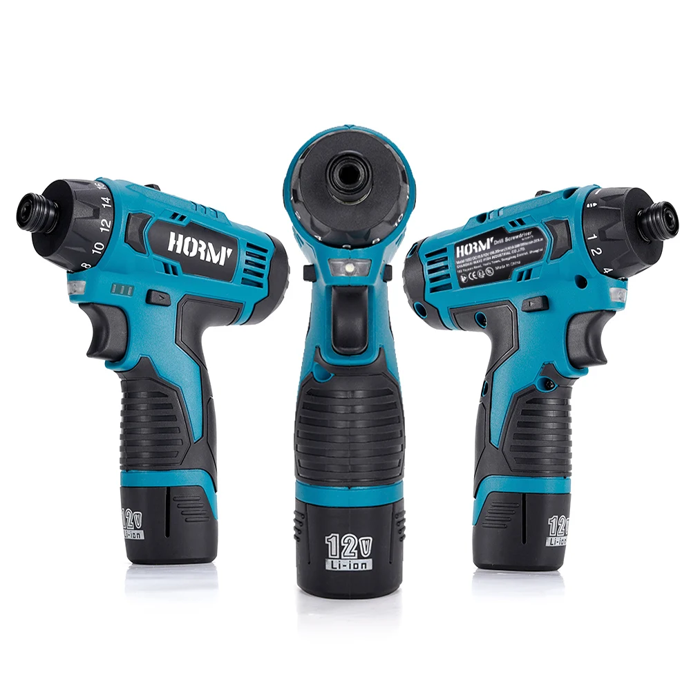 Hormy Electric Screwdriver Cordless Impact Drill Hammer 2-Speed Wireless Mini Hand Driver Wrench Power Tool For Bosch Battery