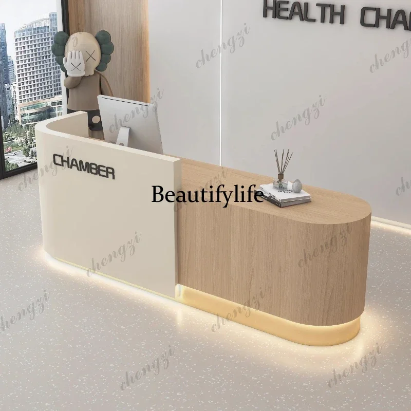 JJ Deep Storage Front Desk Reception Counter Clinic Long Classic Reception Desks Luxury Business Mostrador Recepcion