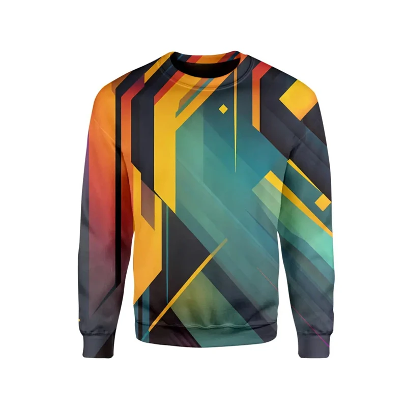Colorful Geometric Pattern Sweatshirt Men Kids 3d Print Long Sleeve Harajuku Y2k Tops Oversize O-Neck Pullover Casual Men Hoodie — zdjęcie 7
