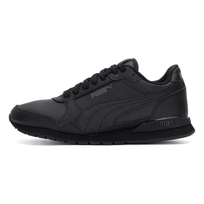 PUMA 384855-11 2026 Mens Full Black Leather Soft Foam Casual Walking Sneakers