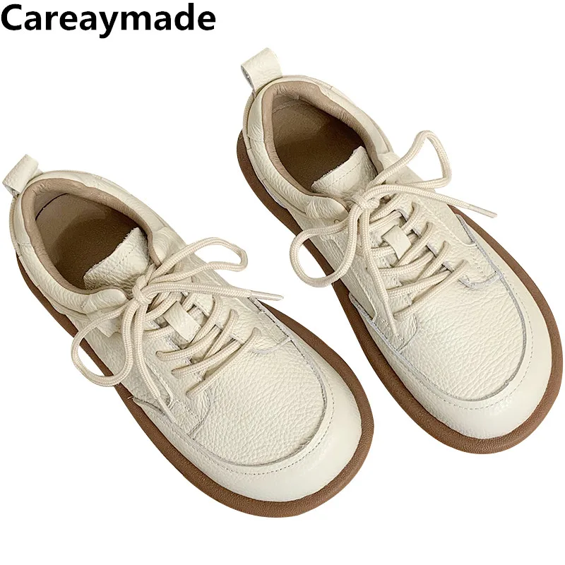 Careaymade-Genuine leather Spring single shoe soft comfortable flat shoes Cow leather low-top flats shoes,vintage women's shoes