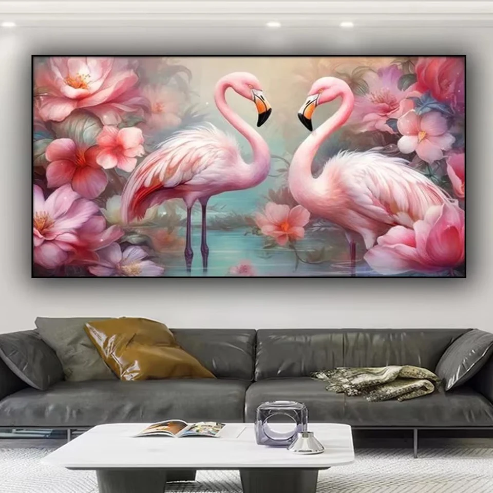 Pink Flamingo Lover Diamond Painting Full Square/Round Diamond Mosaic,5D DIY Craft for Home Decor,Relaxing Handmade Gift