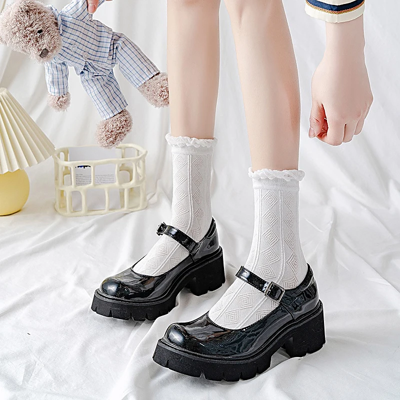 Women Socks For Uniform Cotton Personality Solid Color School Student Girl Clothing Accessory Skin Friendly White Hot Sale