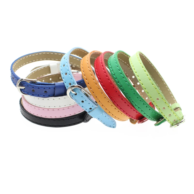 10pcs/lot mix colors 8MM Copy Leather wristband bracelet 8x210mm fit for 8mm slide charms letters DIY Accessory