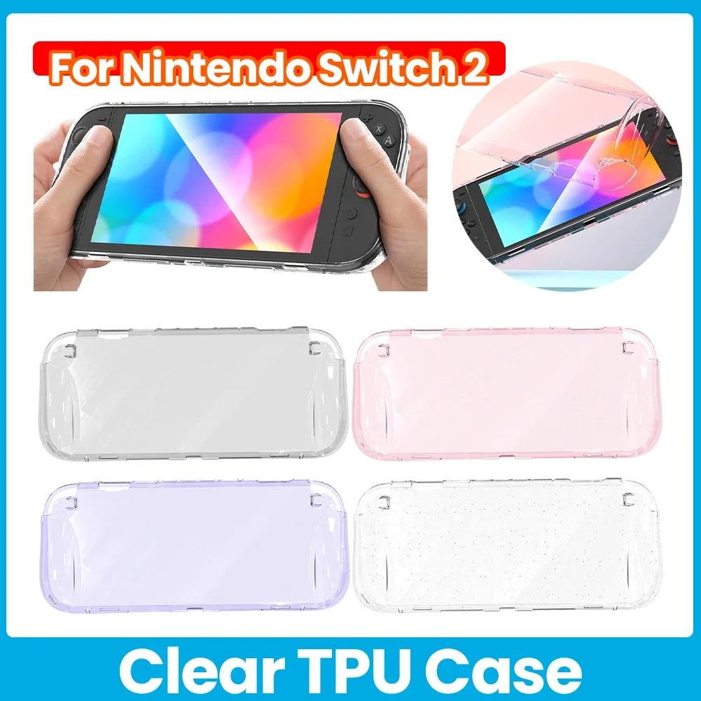 Clear TPU Case for Nintendo Switch 2 Protective Case Cover Anti-fall Soft Clear Cover for Switch 2 Handheld Gaming Console