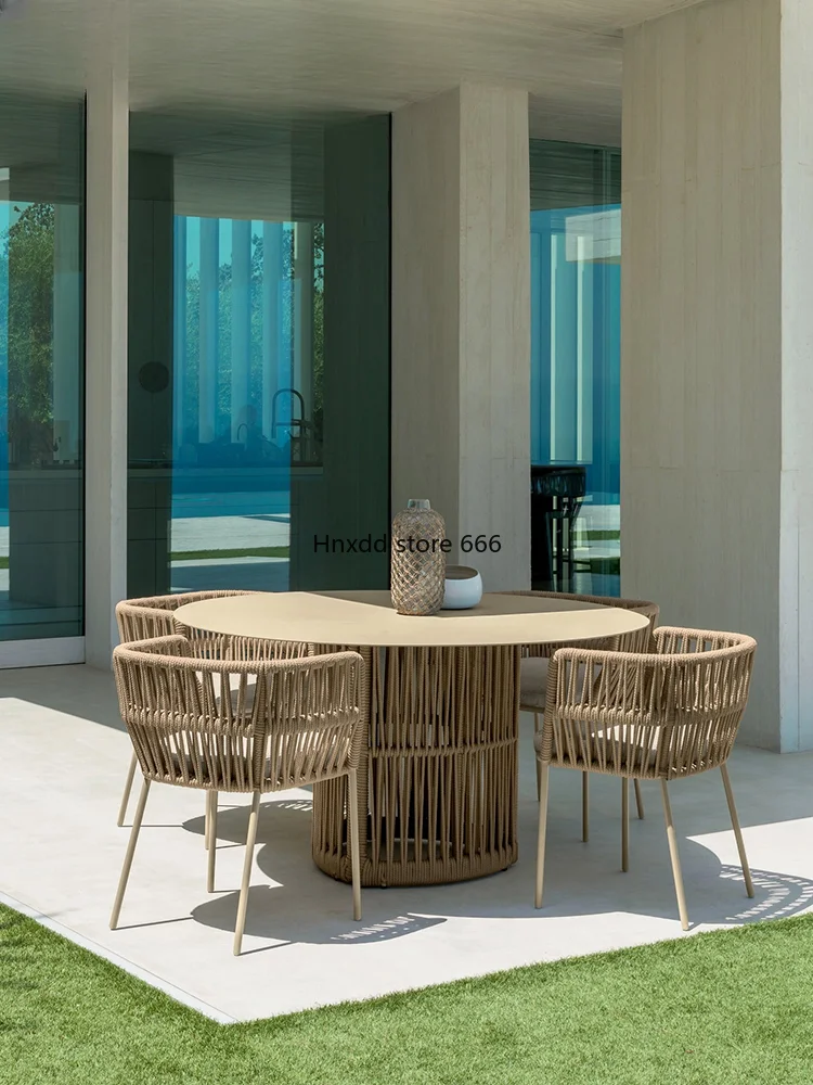 Balcony outdoor aluminum alloy leisure rattan chair rattan garden outdoor table and chair courtyard combination