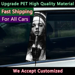 Gothic Nun Sister Auto B-pillar Stickers Car Center Column Halloween Decoration Cover Scratches Waterproof Decal Car Accessories