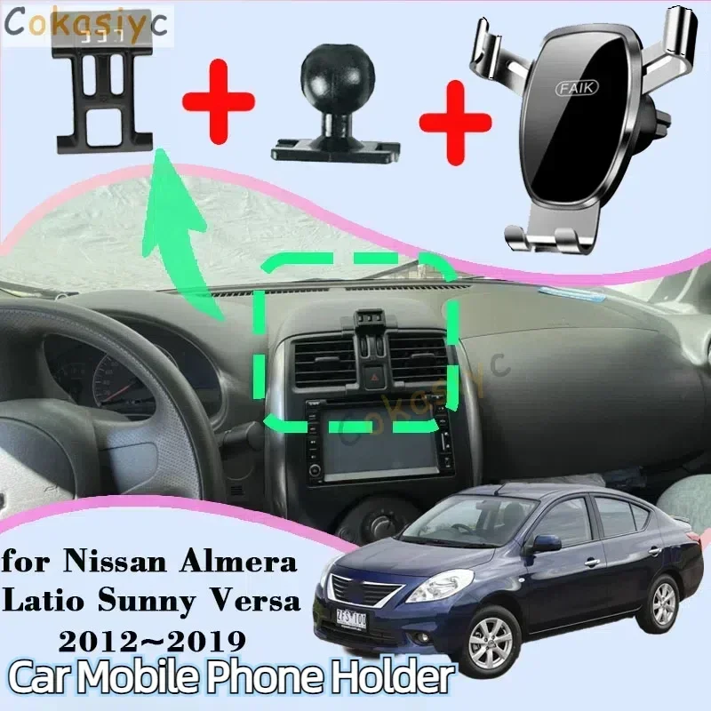 Car Mount for Nissan Almera Latio Versa V-Drive Sunny N17 2012~2019 Auto Mobile Phone Holder Bracket Gravity Stand Accessories