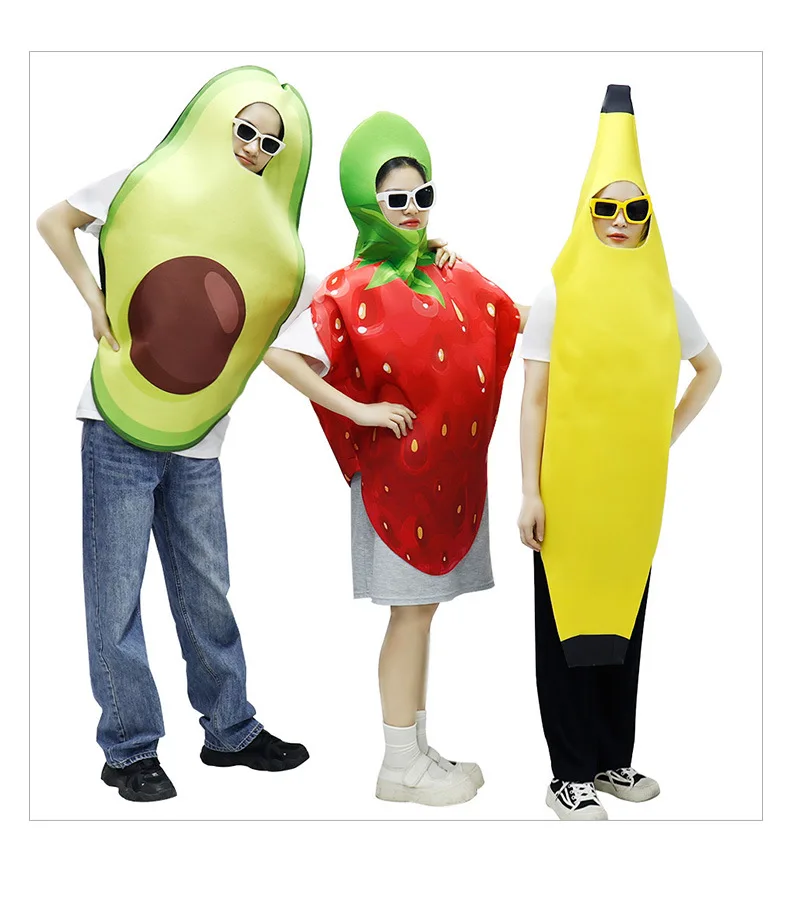 Halloween Costumes Cosplay Strawberry Avocado Fish Men Quirky Stage Fun Party Fruit Stage Performance Costumes Christmas Props