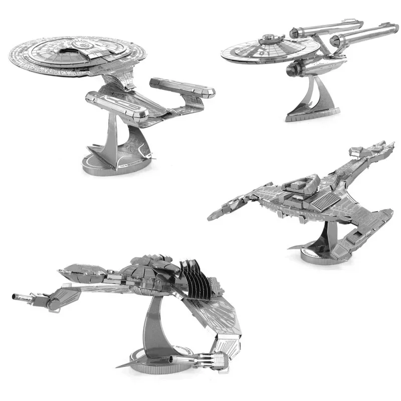 Spacecraft Metal Model Assemble Toys DIY Manual 3D Metal Puzzle Intrepid-Type Starship Spacecraft Jigsaw Puzzle Toys for Kids