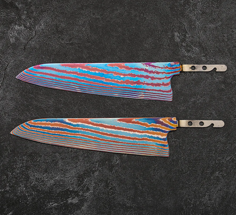 Timascus knife blade Titanium Damascus steel chef knife blade blank kitchen knife making kit no handle