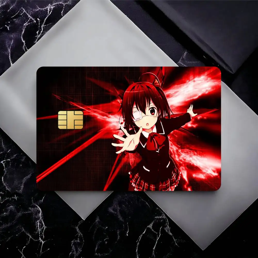 Cute Rikka Takanashi Card Stickers Waterproof Film Skin Cover 4PCS Credit Card Stickers Debit Front Decoration Commuter Pass