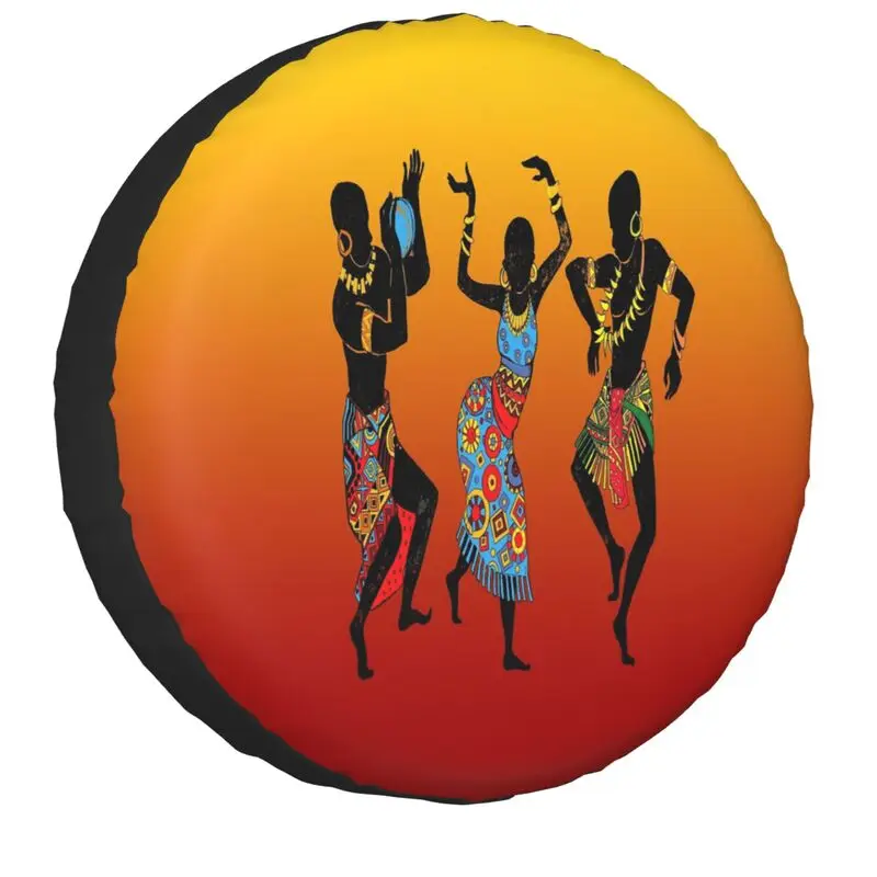 African Dancers Art Spare Tire Cover for Prado Pajero Jeep Africa Tribal Culture 4WD 4x4 RV Wheel Protector 14