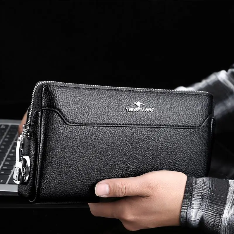 

Kangaroo Men's Clutch Bag Password Lo Busin Casual Handheld Bag Animal Pattern PC Material 8 Inch Laptop Capaci