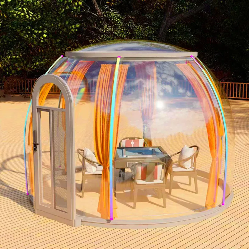 3.5 meter diameter prefab cabin restaurant transparent pc sliding dome tent house commercial starry skyrooms