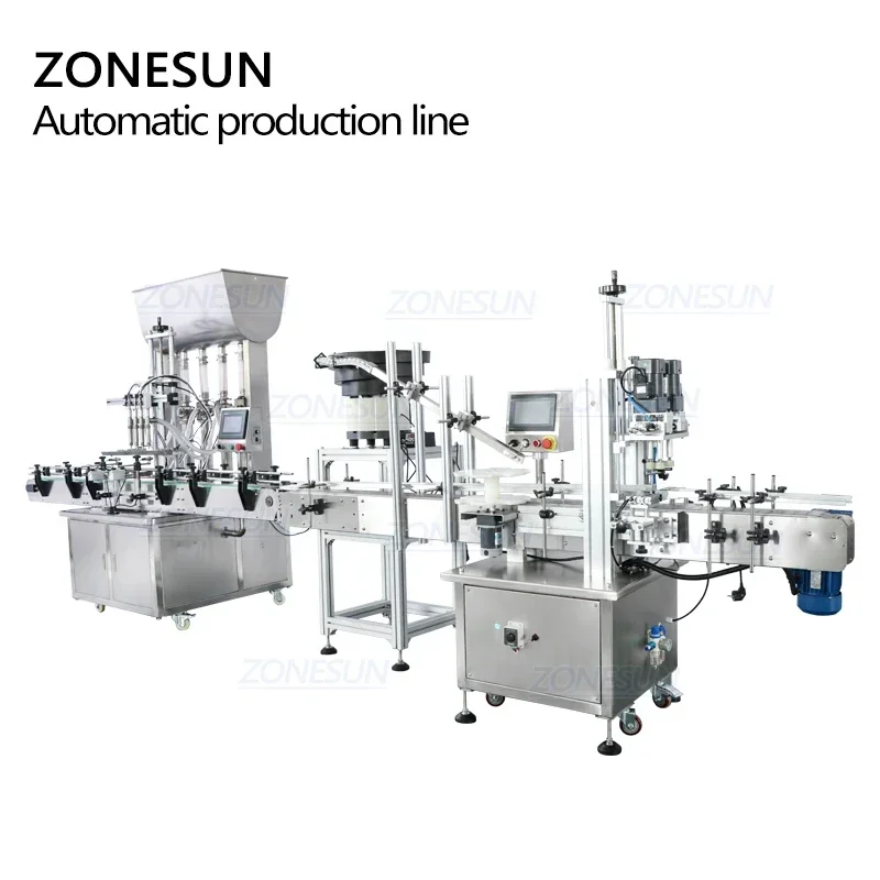 ZONESUN ZS-FAL180A7 Automatic Paste Cream Liquid Bottle Jar Filling Capping Machine With Vibratory Cap Feeder