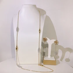 2026 Newest Women's Long Chain Jewelry Set Exquisite Luxury Necklace Earrings Accessories 18K Gold Plated Warranty 6 Years Gifts