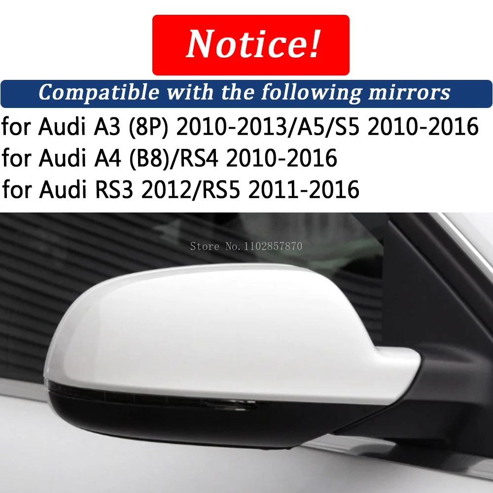 Rearview Mirror Cover for Audi A4 A5 RS4 RS5 S5 B8 A3 RS3 8P Real Carbon Fiber Side Mirror Shells Frame Replacement Case 2PCS