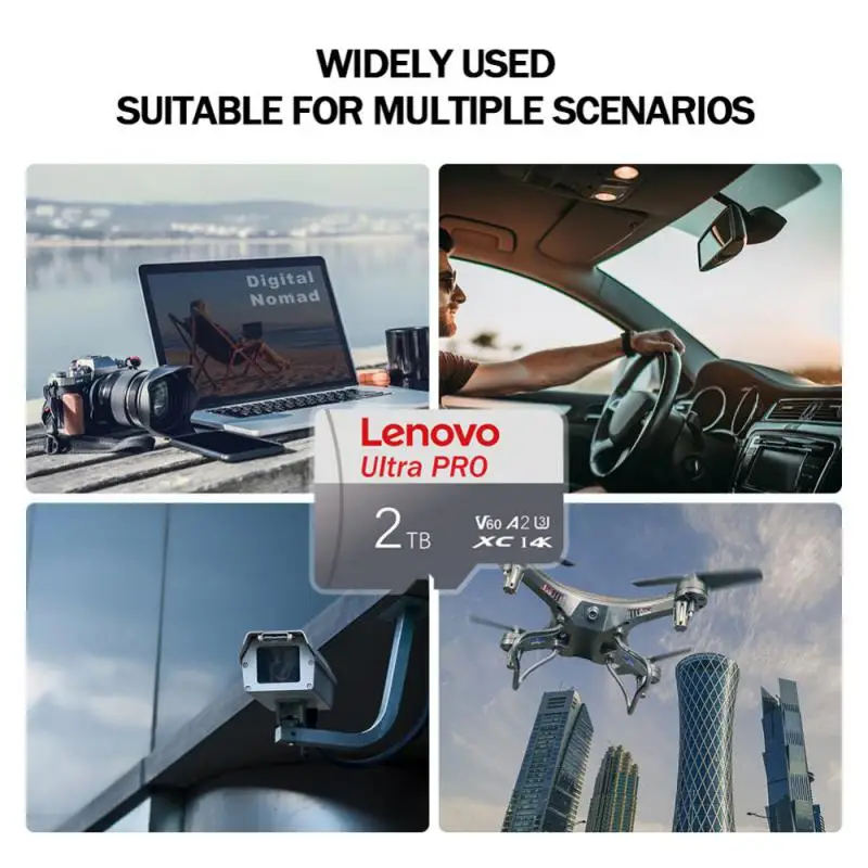 Lenovo-Cartão de Memória Original de Alta Velocidade, 2TB, 1TB, 512GB, 256GB, Class 10, Micro TF, Cartão SD, 128GB, Cartão TF para Nintendo Switch, Ps4