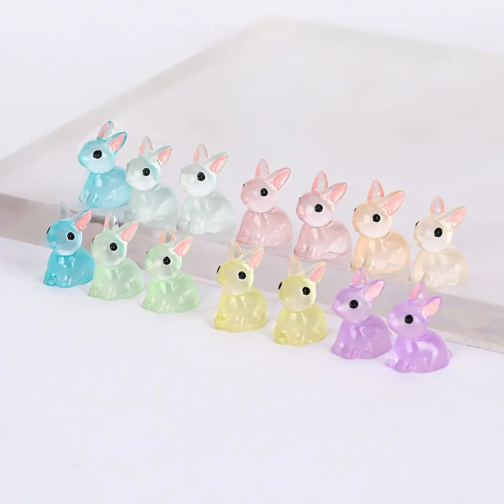 Resin Luminous Bunnies Microlandscape Gardening New Cute Mini Rabbit Ornaments Home Decor Fairy Miniature Figurines