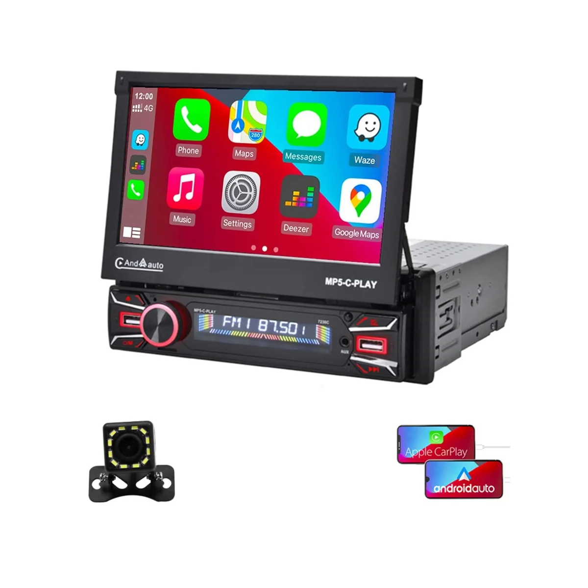 CarPlay Nirkabel Stereo Mobil  - Car Radio 1 Din Flip Out Screen ulasan dan harga