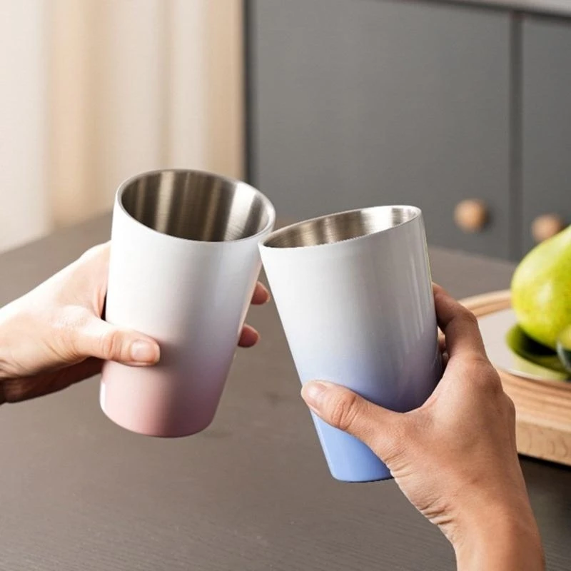 Caneca água parede dupla para camping ao ar livre aço inoxidável.