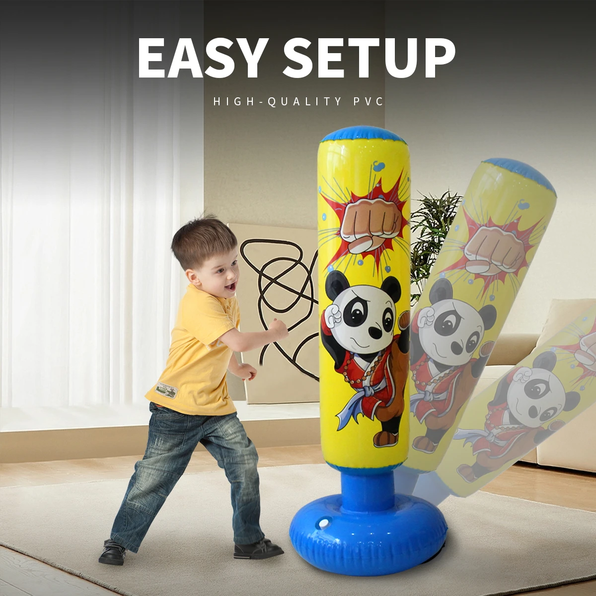 160cm Punching Bag for Adults and Kids, Inflatable Boxing Bag, Kids Punching Bag, for Practicing Karate, Gifts for Boys & Girls