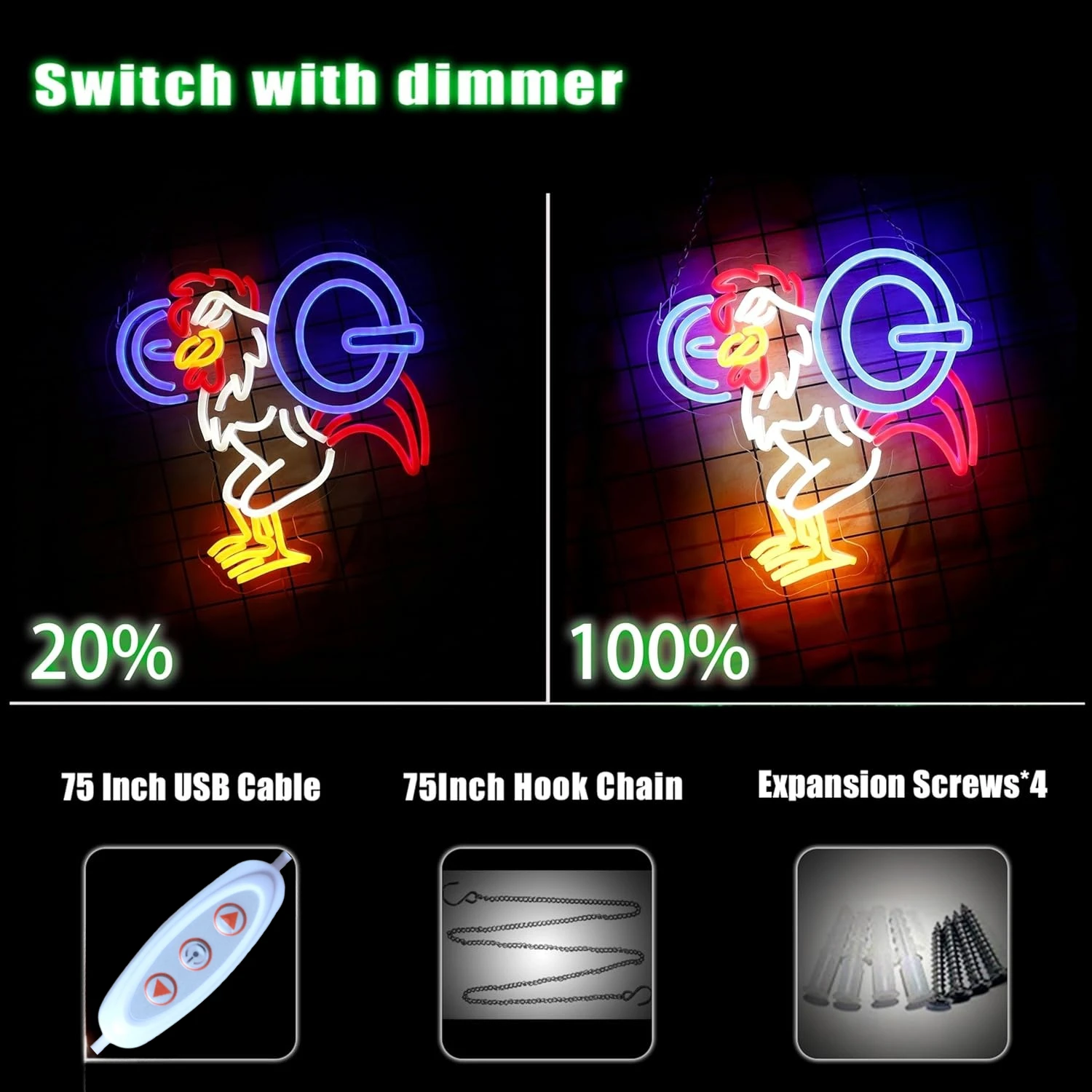 Chicken Do Gym Neon Sign Wall Decor, USB Powered Neon Light for Home Gym, Man Cave, Bar, Fitness Wall Art Sign