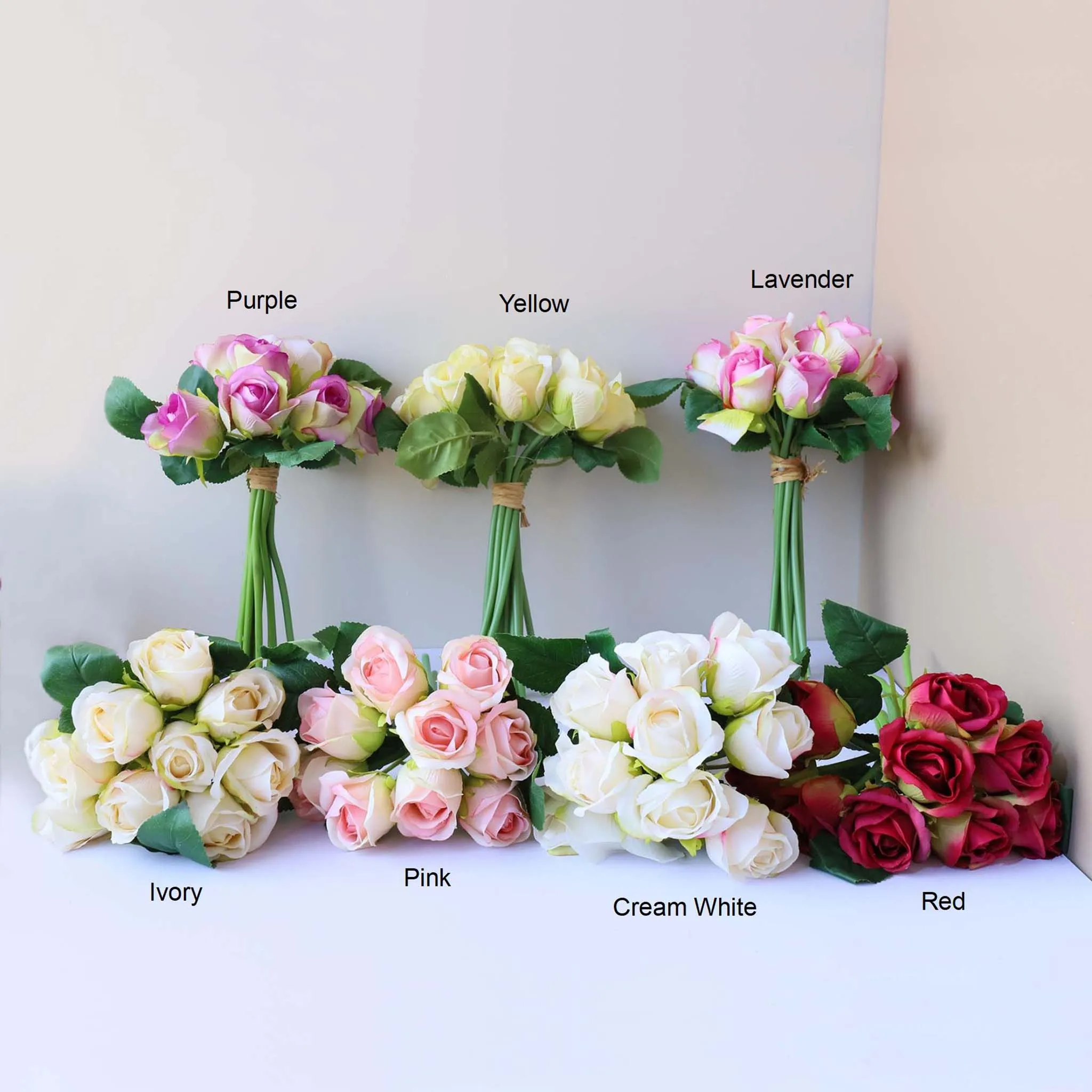 Realistic Rosebud Mini Rose Bouquet, Silk Flower Bouquet for DIY Flower Arrangement, Bride Bouquet, Table Centerpieces