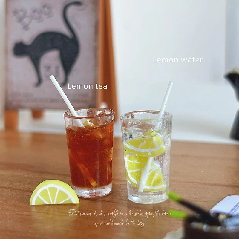 Dollhouse accessories, summer drinks, miniature toy models, decoration, mini lemon water tea ornaments