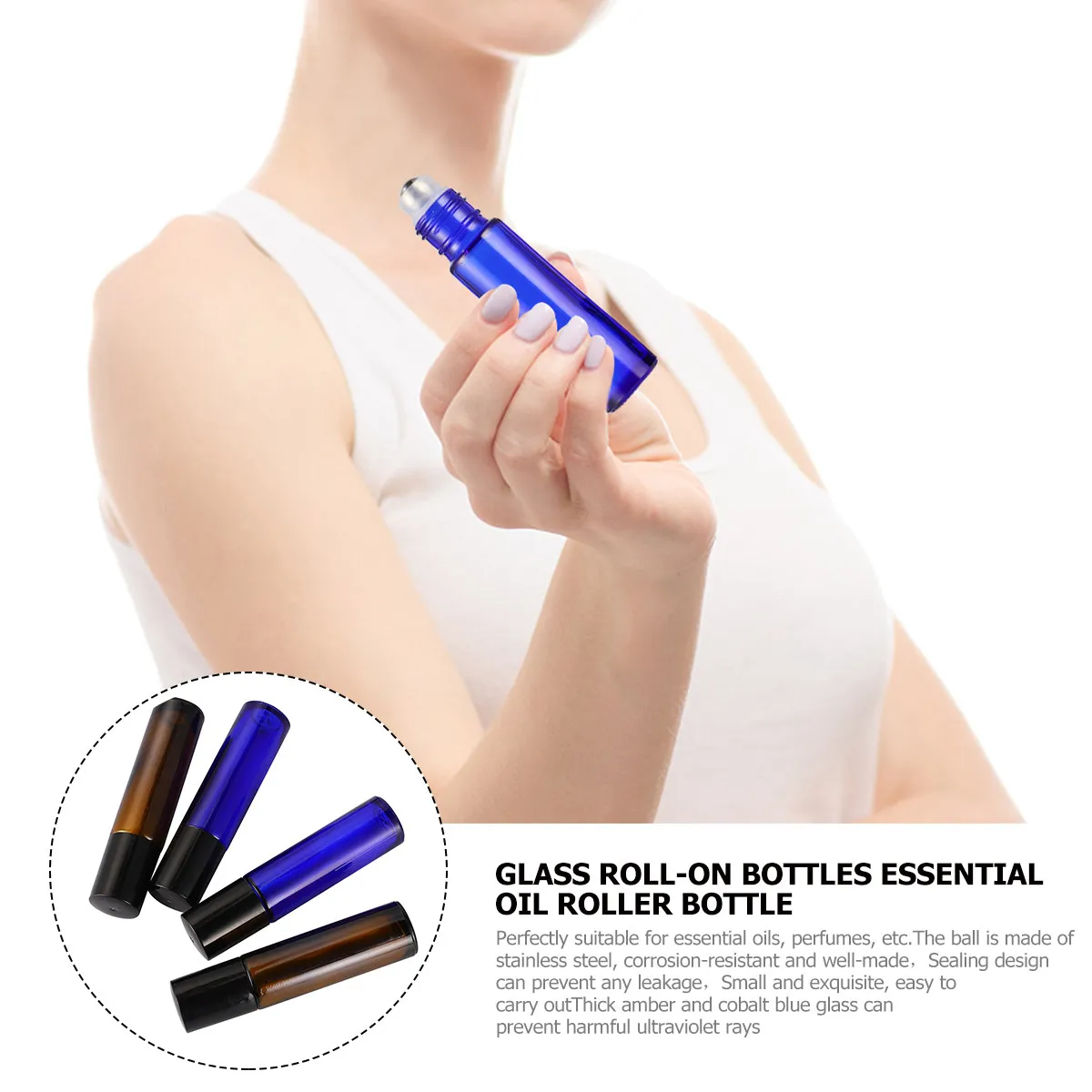 

16Pcs 10Ml Black Lid Glass Roller Bottles for Essential Oils Perfume Natural Oil Synthesis Travel Friendly Pocket Size
