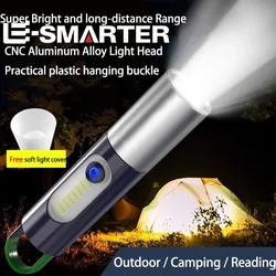 Strong Light Zoom LED Flashlight P50/White Laser Lighting Torch USB Rechargeable Lantern Outdoor Portable Camping Lamp with Hook