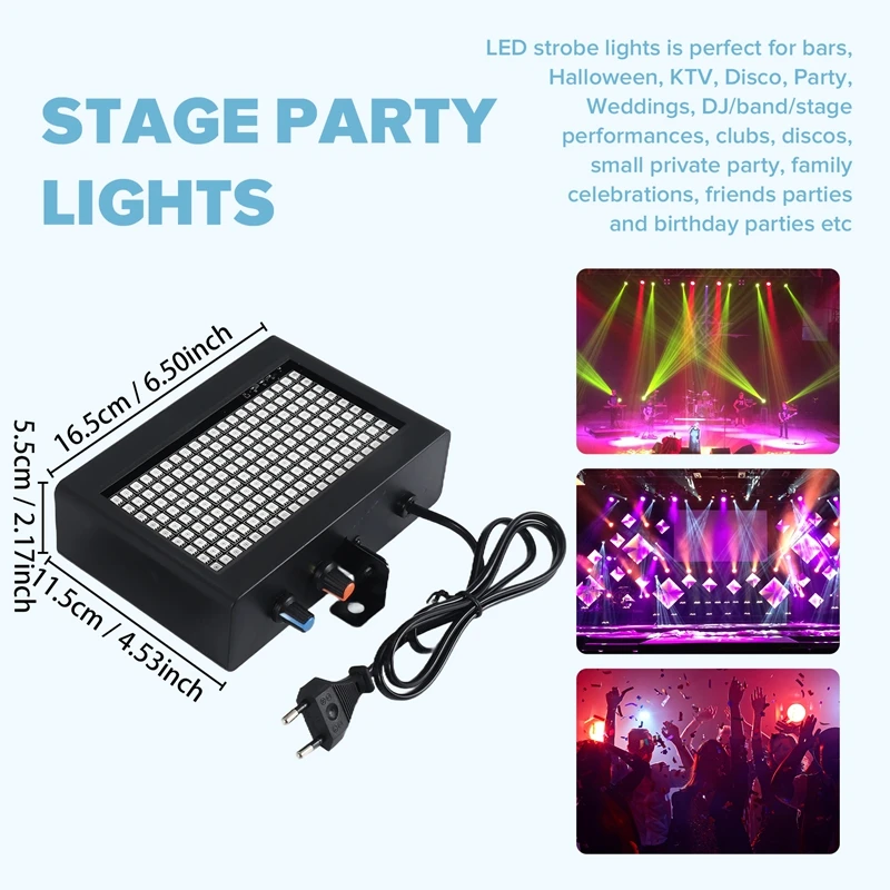 Лучшие предложения 180 светодиодов, стробоскопическая вспышка, портативная 35 Вт, RGB, дистанционное управление звуком, регулируемая скорость стробоскопа для сцены, диско-бара, вечеринки, Cl