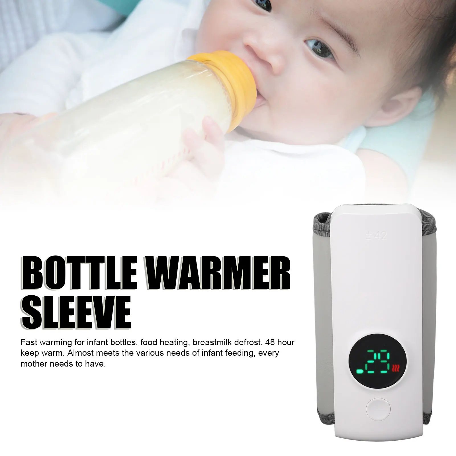 

Bottle Warmer Sleeve ABS Leather Portable Milk Warmer 6000mah Battery Accurate Temperature Control Fast Heating for Travel