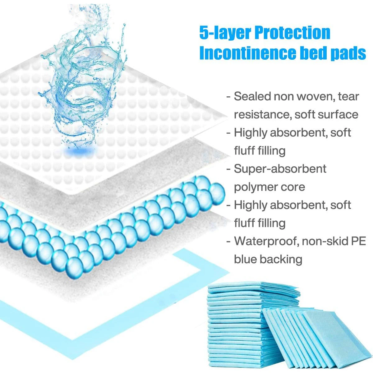 30 قطعة من وسادات البول عالية الجودة فائقة الامتصاص للاستعمال مرة واحدة، مناسبة للحيوانات الأليفة وكبار السن (33 × 45 سم نوع الامتصاص)