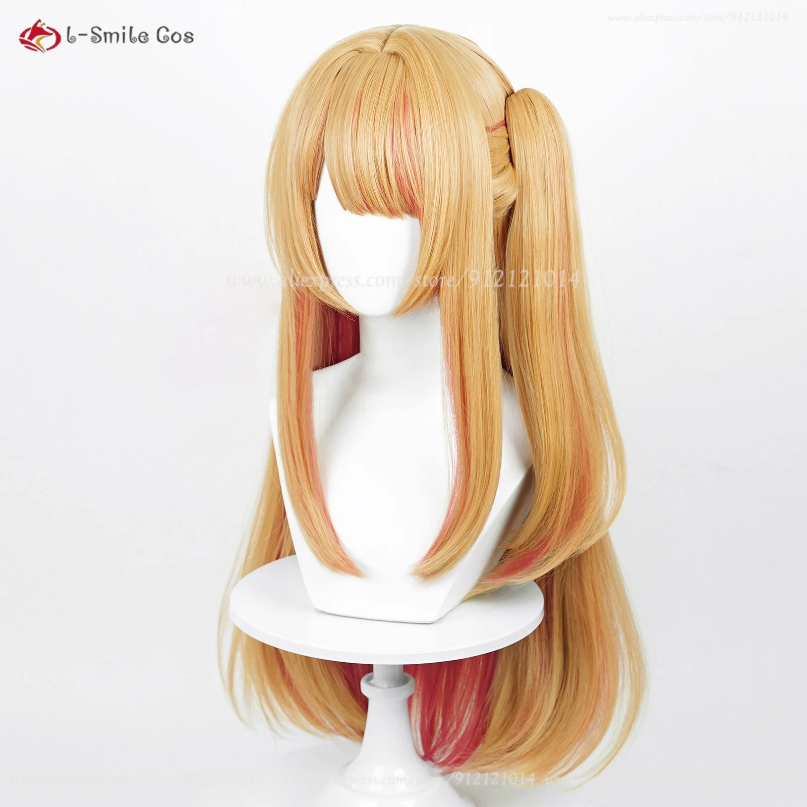 Anime Hosh37ArenCosplay Perruque avec pince à queue de cheval, cheveux synthétiques, bonnet, 70cm de long, degré de chaleur