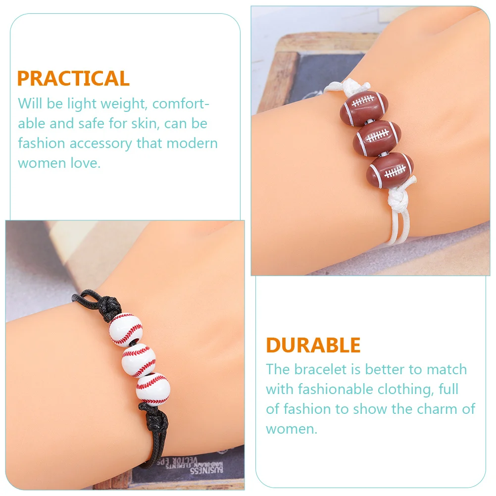 

8 Pcs Sports Bracelet Tennis Baseball Braided Cotton Rope Jewelry Lightweight Comfortable Fashion Accessory for Men