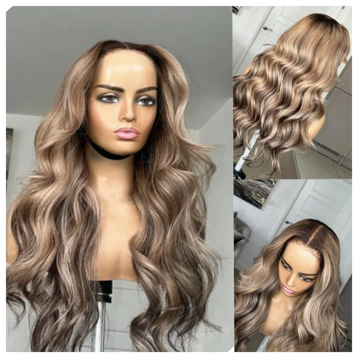 

Выделите темно-коричневый синтетический парик спереди для женщин, длинный парик с глубокими волнами, повседневный парик для вечеринки, косплей, парик на распродаже