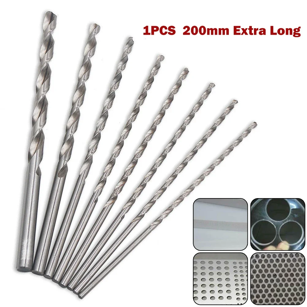 HSS High Speed Steel Drill Bit 2-10mm Punch Holes Extra Long 200mm For Electric Drills Machines Aluminum Power Tools