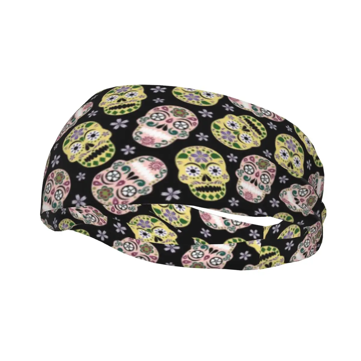 Headband Gothic Pastel Sugar Skull With Flower Headwrap Hairband for Tennis Gym Fitness Headwear Hair Accessories