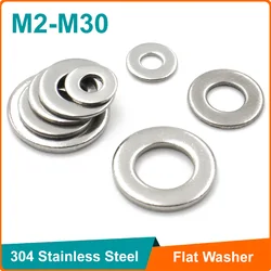 1-100pcs Stainless Steel Washers M2 M2.5 M3 M4 M5 M6 M8 M10 M12 M14 M16 M18 M20 M22 M27 Plain Washer Gaskets DIN125 Flat Washer
