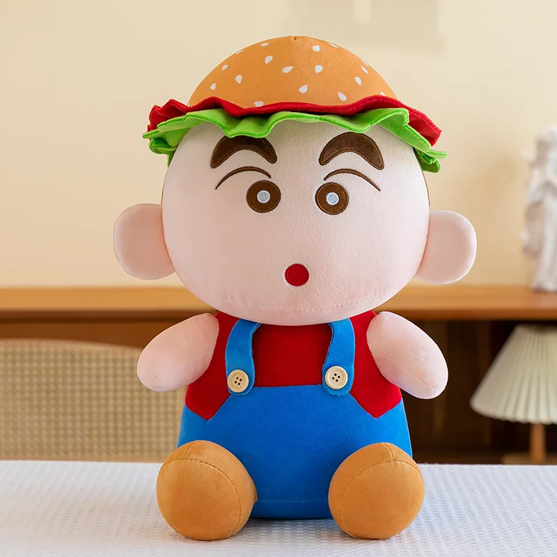 Kawaii Peluche Bambola Riempita Hamburger Shin Chan Peluche per Bambini Compleanno Regalo di Natale Cuscino carino per le ragazze Gioco della buonanotte