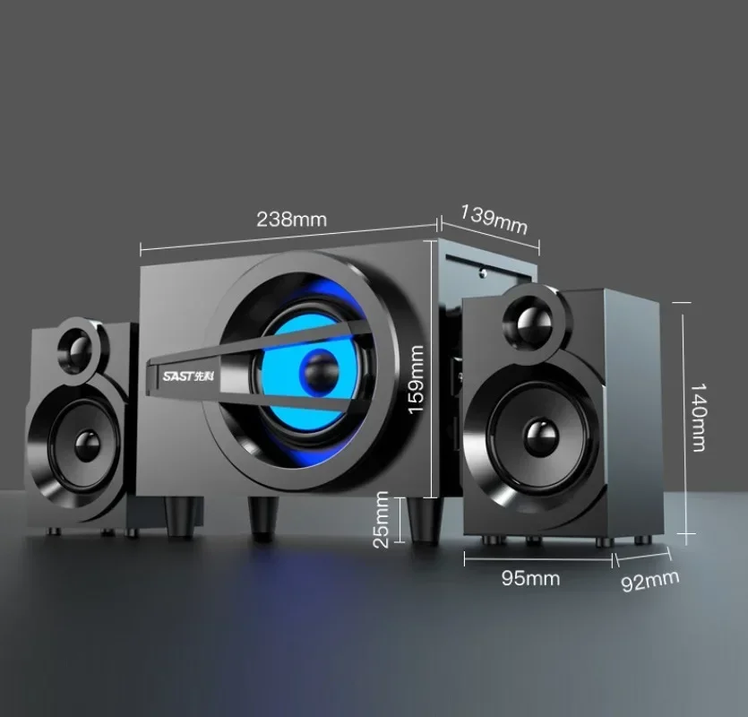 SAST Проводной Bluetooth Дуельное соединение Компьютерный динамик 9D Объемный звук Домашний настольный ноутбук Аудио с регулировкой басов сабвуфера