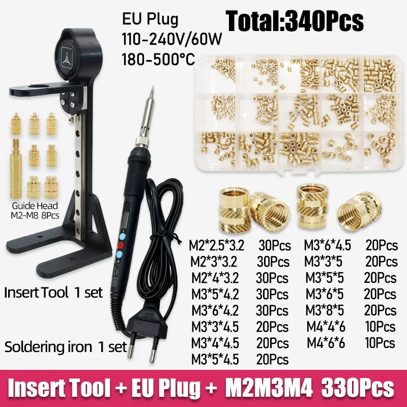 M2 M2,5 M3 M4 M5 M6 Messing Wärme Set Einsatz Mutter Presse Werkzeug 60W Lötkolben Spitze Gewinde einsätze 3d Drucker Kunststoff Hotmelt Mutter – Detail 13