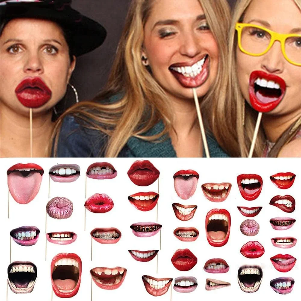 20Pcs/Set Adult Funny Lip Mouth DIY Photobooth Props Wedding Decoration DIY Photo Booth Birthday Party Wedding Decorations