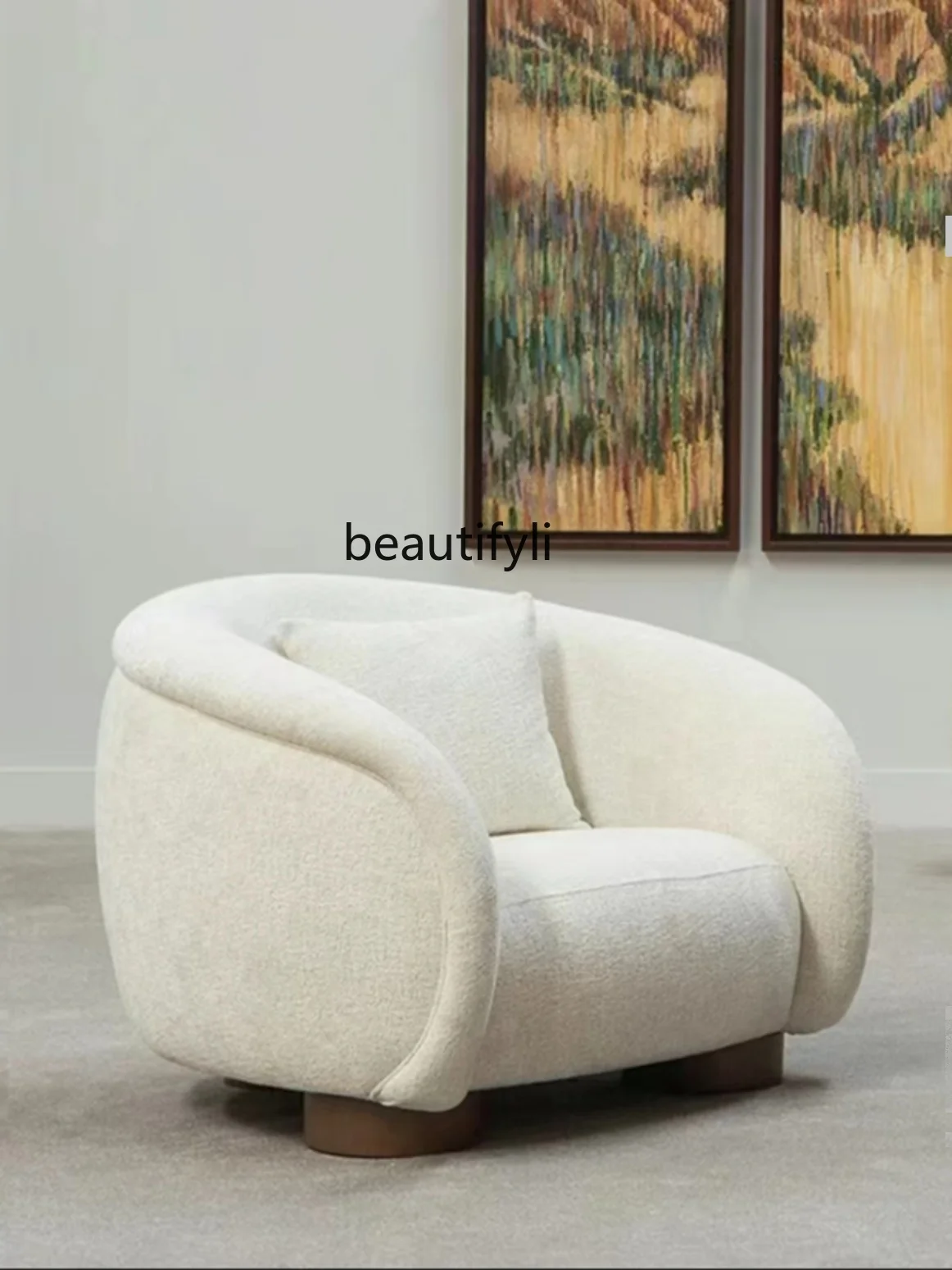 Nordic Minimalism Small Apartment Lambswool Living Room Cream Style Modern Minimalist Beauty Salon Clothing Store Arc Couch